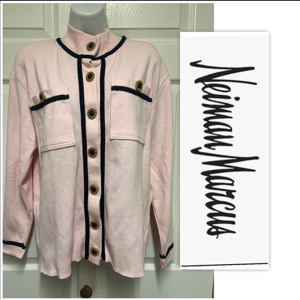 Neiman Marcus Pink Button Up Cardigan